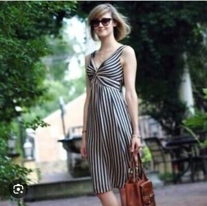 Ted Baker Sz 1 Silk Pink & Navy Lined Twist Neck Mini Dress